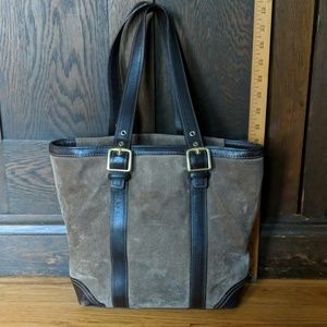 Coach G063-F10196 Brown suede tote bag